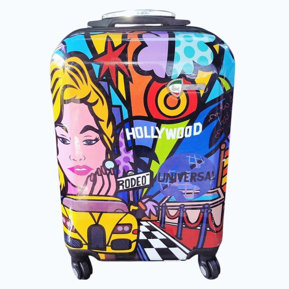 Mia Toro Italy 20" Carry On Spinner Suitcase Hollywood Pop Art MT1095